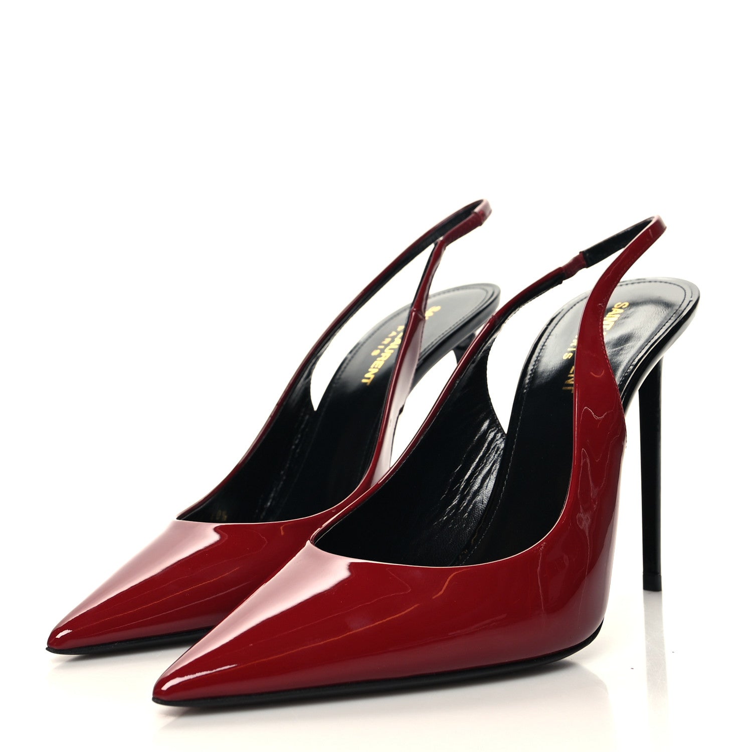 Saint Laurent Patent Calfskin Zoe 105 Slingback Pump 40.5 Red 3 of 9