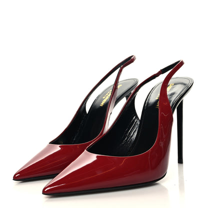 Saint Laurent Patent Calfskin Zoe 105 Slingback Pump 40.5 Red 3 of 9