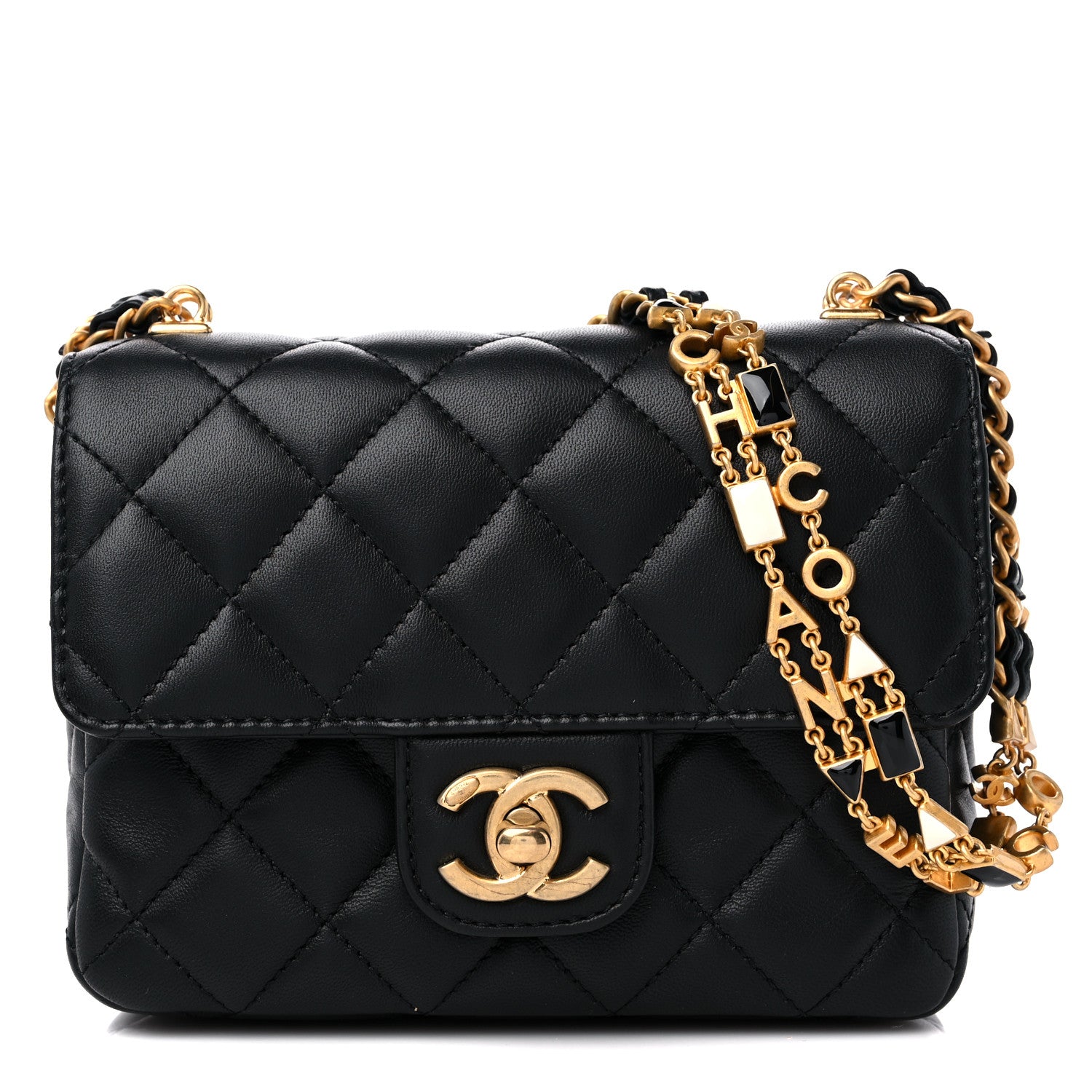 Chanel Lambskin Enamel Quilted Mini Flap Black 1 of 10
