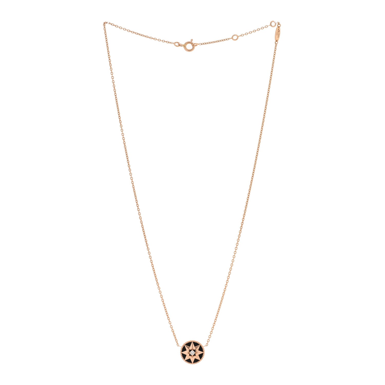 Christian Dior 18K Rose Gold Diamond Black Onyx Rose Des Vents Necklace 2 of 4