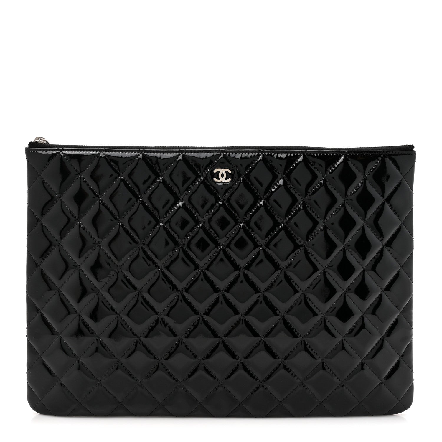 Chanel Patent Calfskin Quilted Large Cosmetic Case Black 1 of 8