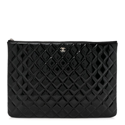 Chanel Patent Calfskin Quilted Large Cosmetic Case Black 1 of 8