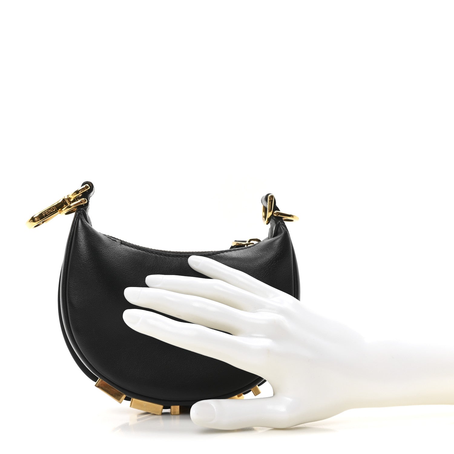 Fendi Vitello Grace Matte Nano Fendigraphy Hobo Charm Black 2 of 11