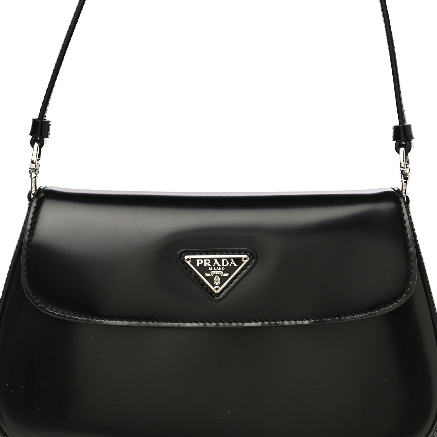 Spazzolato Cleo Flap Shoulder Bag Black