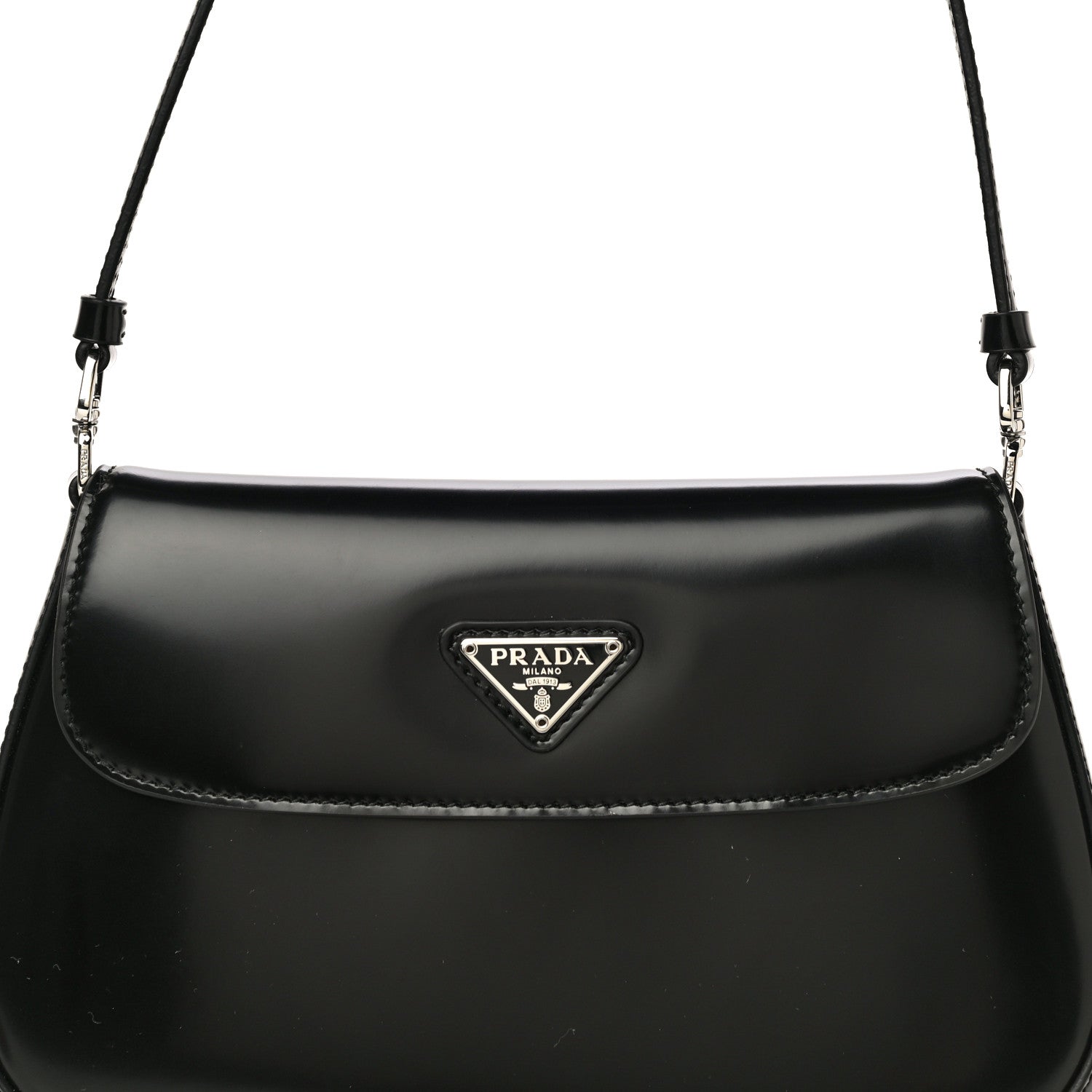 Prada Spazzolato Cleo Flap Shoulder Bag Black 7 of 10