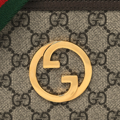 Gucci GG Supreme Monogram Textured Dollar Calfskin Web Mini Blondie Crossbody Bag Beige Ebony New Acero 9 of 14