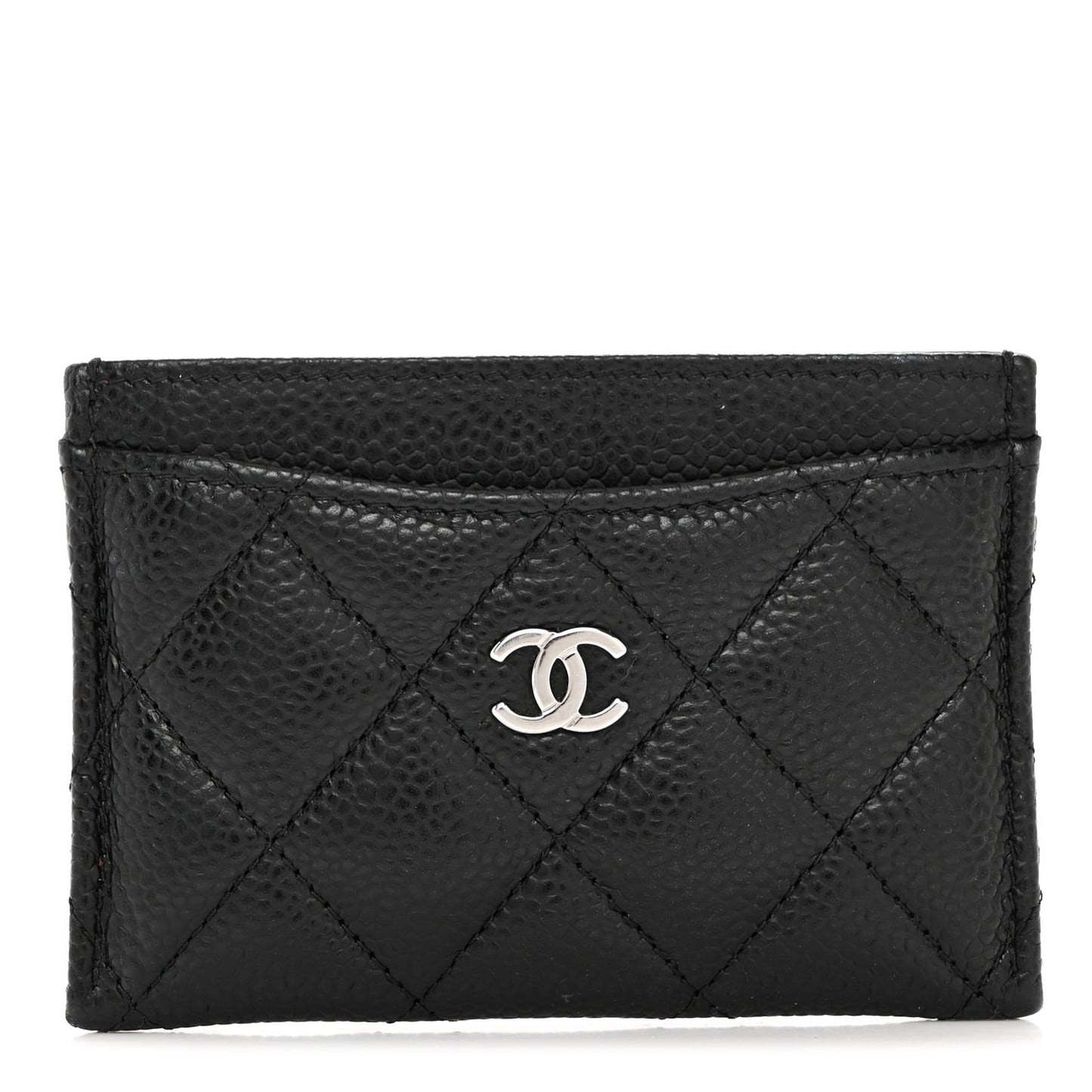 Caviar Quilted Card Holder Black