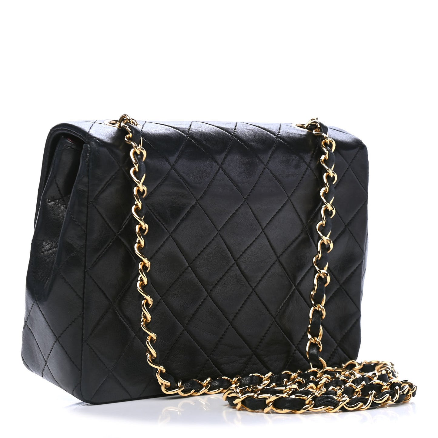 Lambskin Quilted Mini Square Flap Bag Black