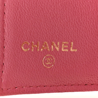 Chanel Sheepskin Quilted Vintage Mademoiselle Trifold Wallet Dark Pink 6 of 8