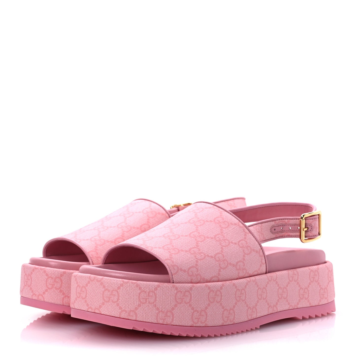 GG Supreme Monogram Granada Kid Angelina Platform 35mm Slingback Sandals 39 Cotton Candy Dark Cotton Candy Wild Rose