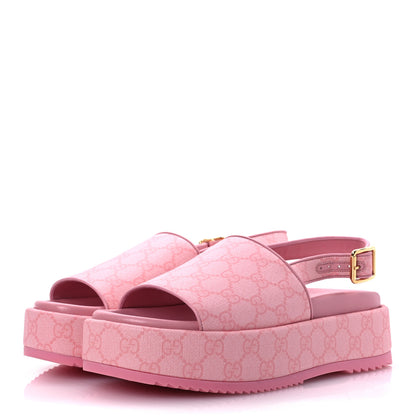 Gucci GG Supreme Monogram Granada Kid Angelina Platform 35mm Slingback Sandals 39 Cotton Candy Dark Cotton Candy Wild Rose 4 of 13