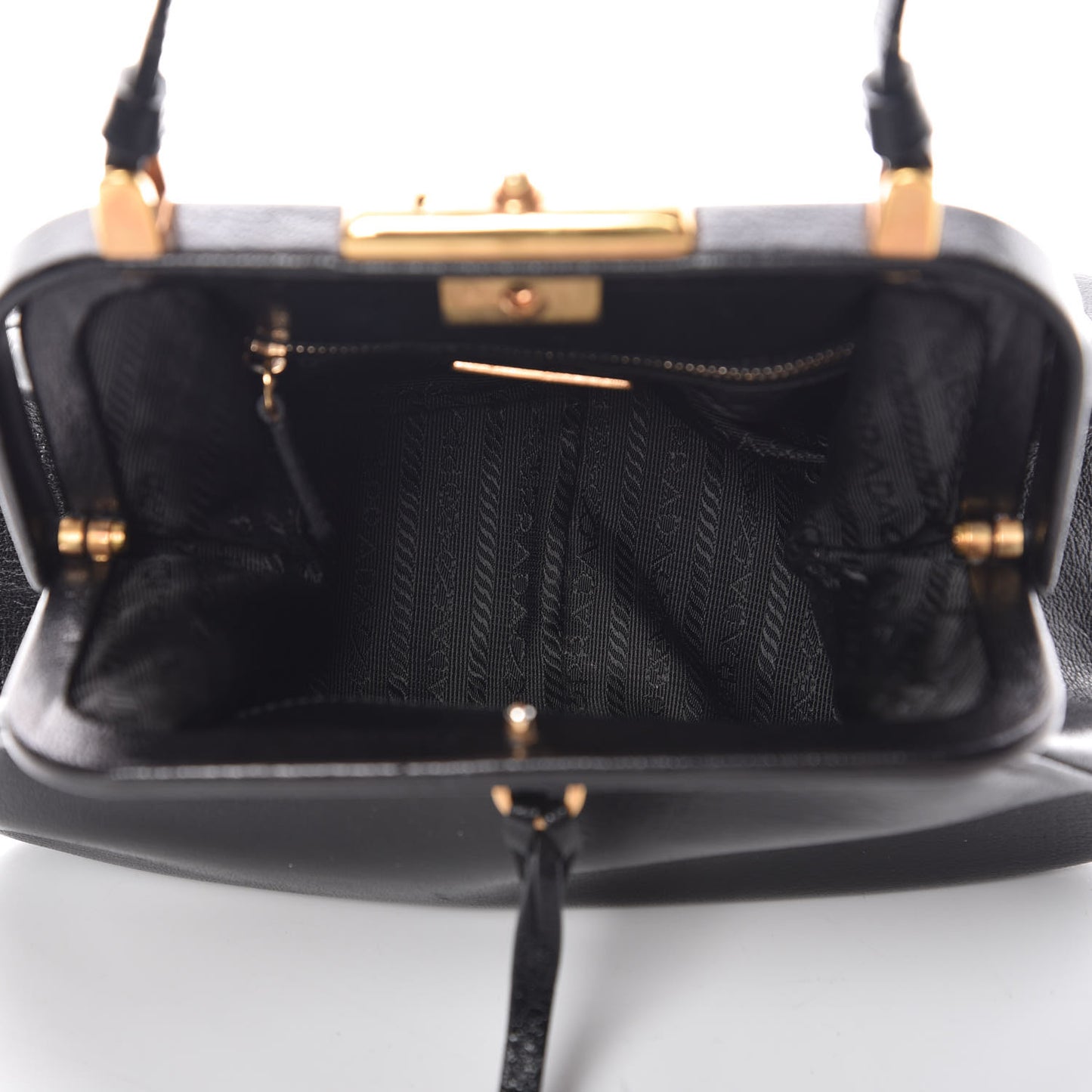Goatskin Top Lock Bag Nero Black