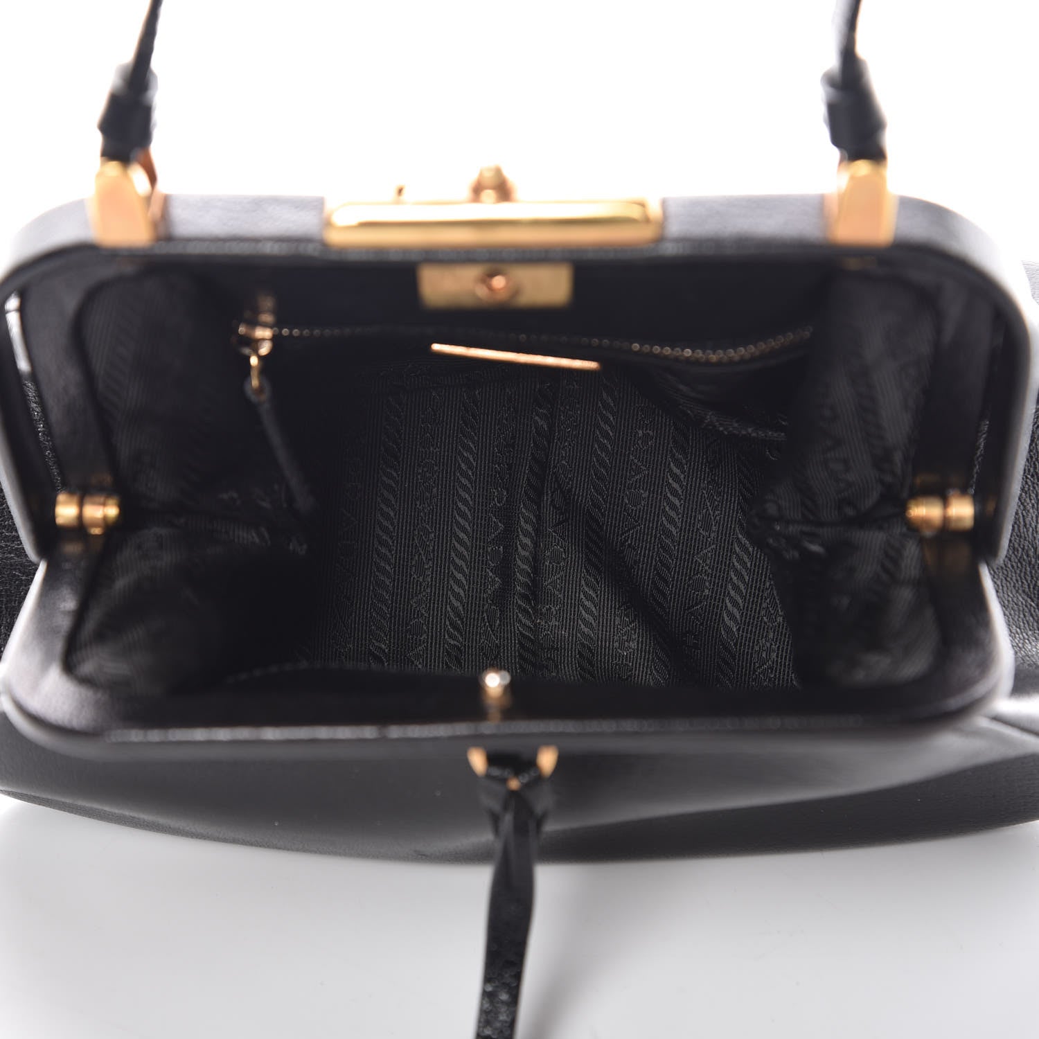Prada Goatskin Top Lock Bag Nero Black 5 of 11