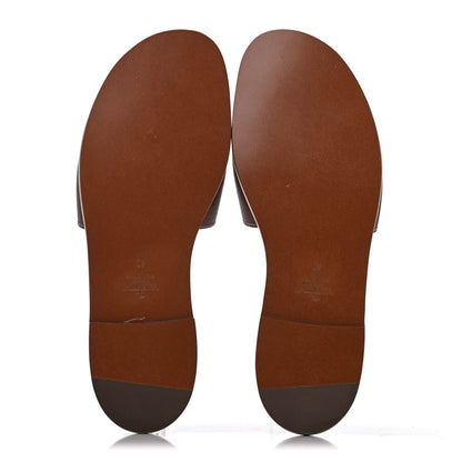 Valentino Garavani Grainy Cowhide Vlogo Flat Slide Sandals 40 Cuoio 4 of 4