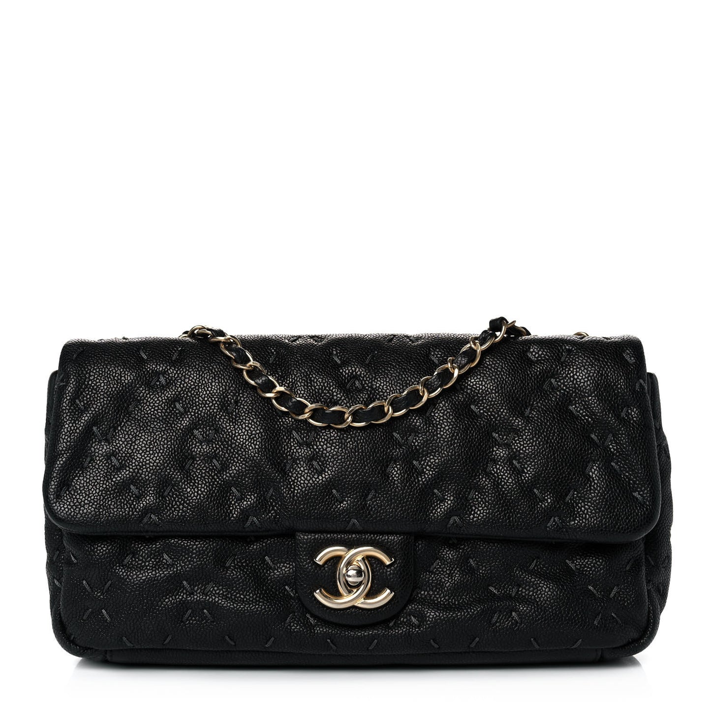 Caviar Stitched Flap Black