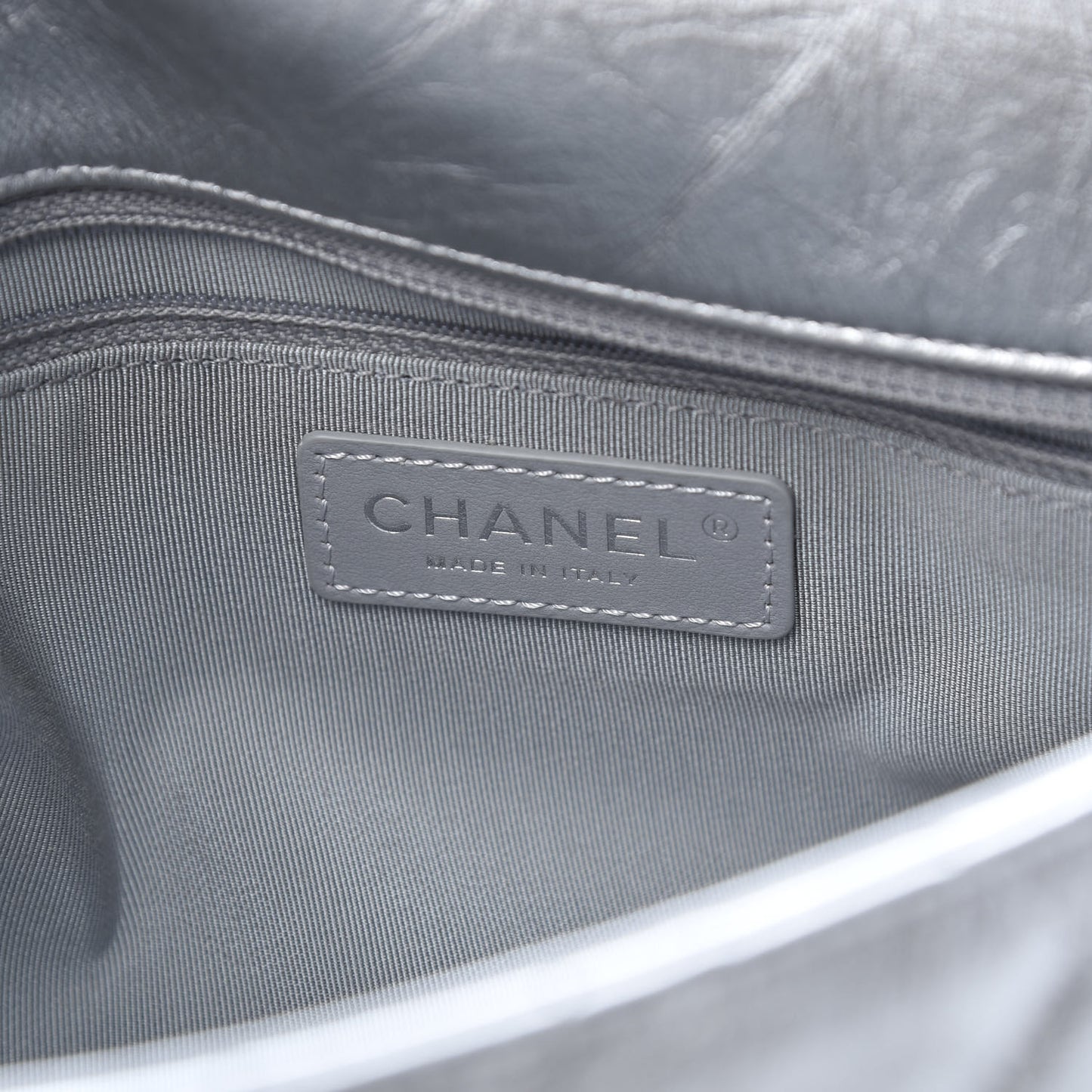 Metallic Crumpled Calfskin Big Bang Large Flap Bag Silver