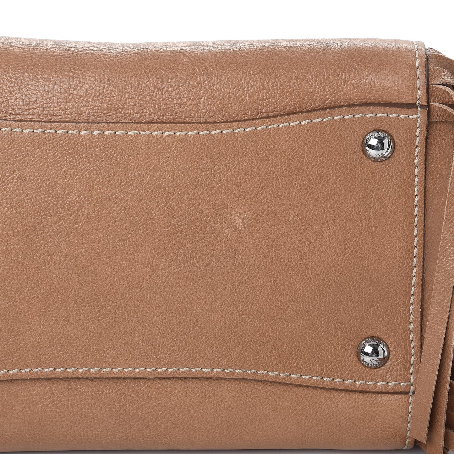 Glace Calf Twin Pocket Fringe Tote Caramel