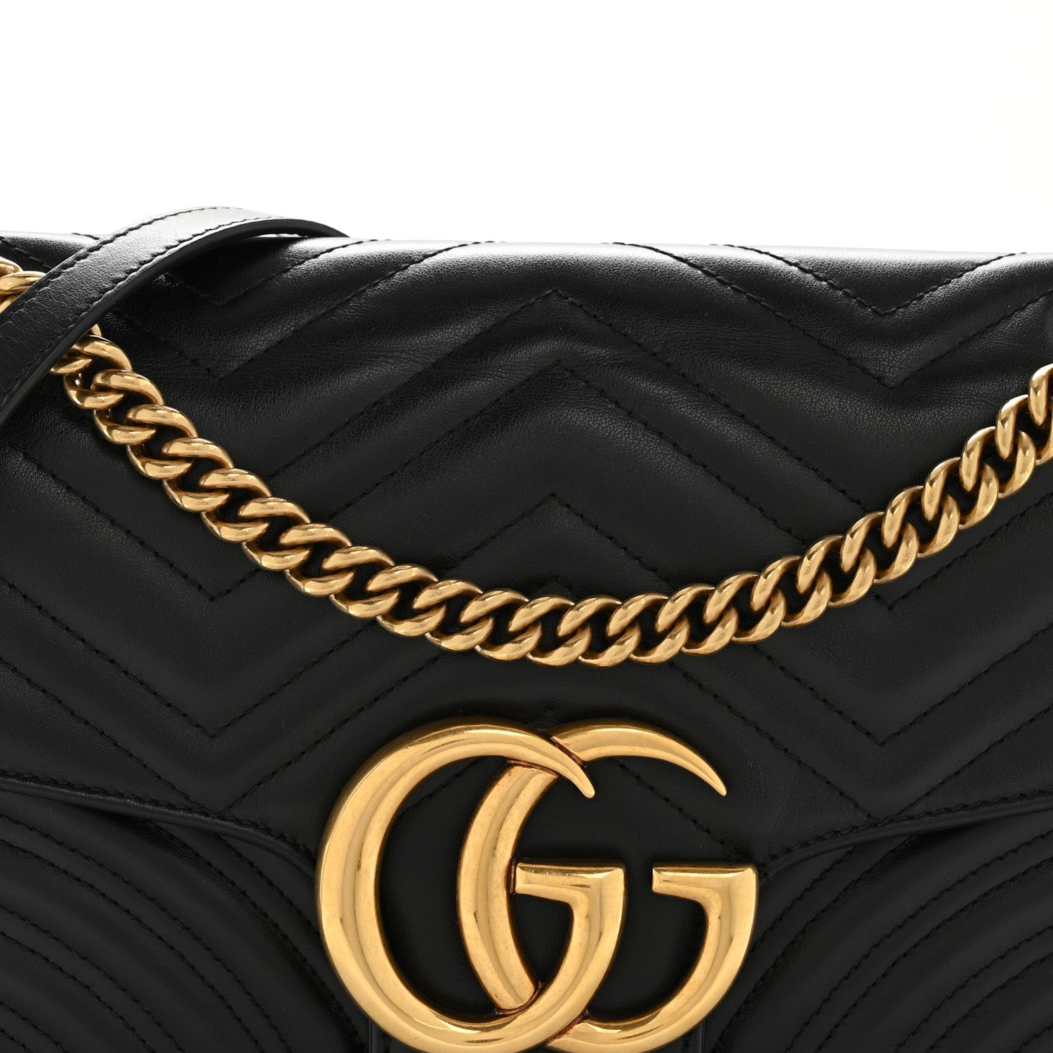 Gucci Calfskin Matelasse Medium GG Marmont Shoulder Bag Black 7 of 11