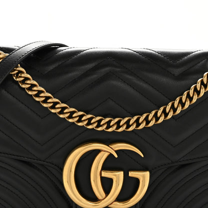 Gucci Calfskin Matelasse Medium GG Marmont Shoulder Bag Black 7 of 11