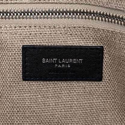 Saint Laurent Linen Calfskin Small Rive Gauche Tote Optic White 8 of 15