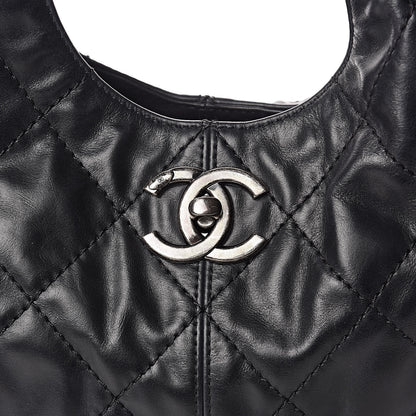 Chanel Aged Calfskin Quilted Coco Supple Hobo Black 8 of 10