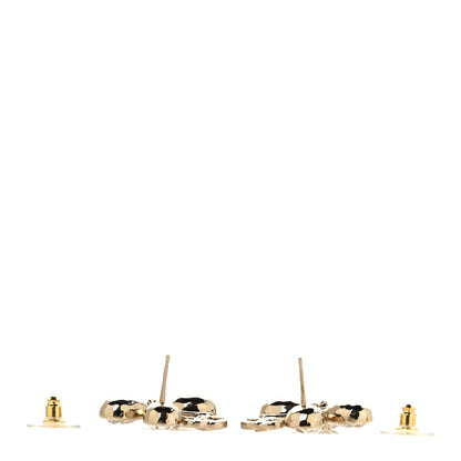 Chanel Crystal CC Flower Drop Earrings Gold 3 of 4