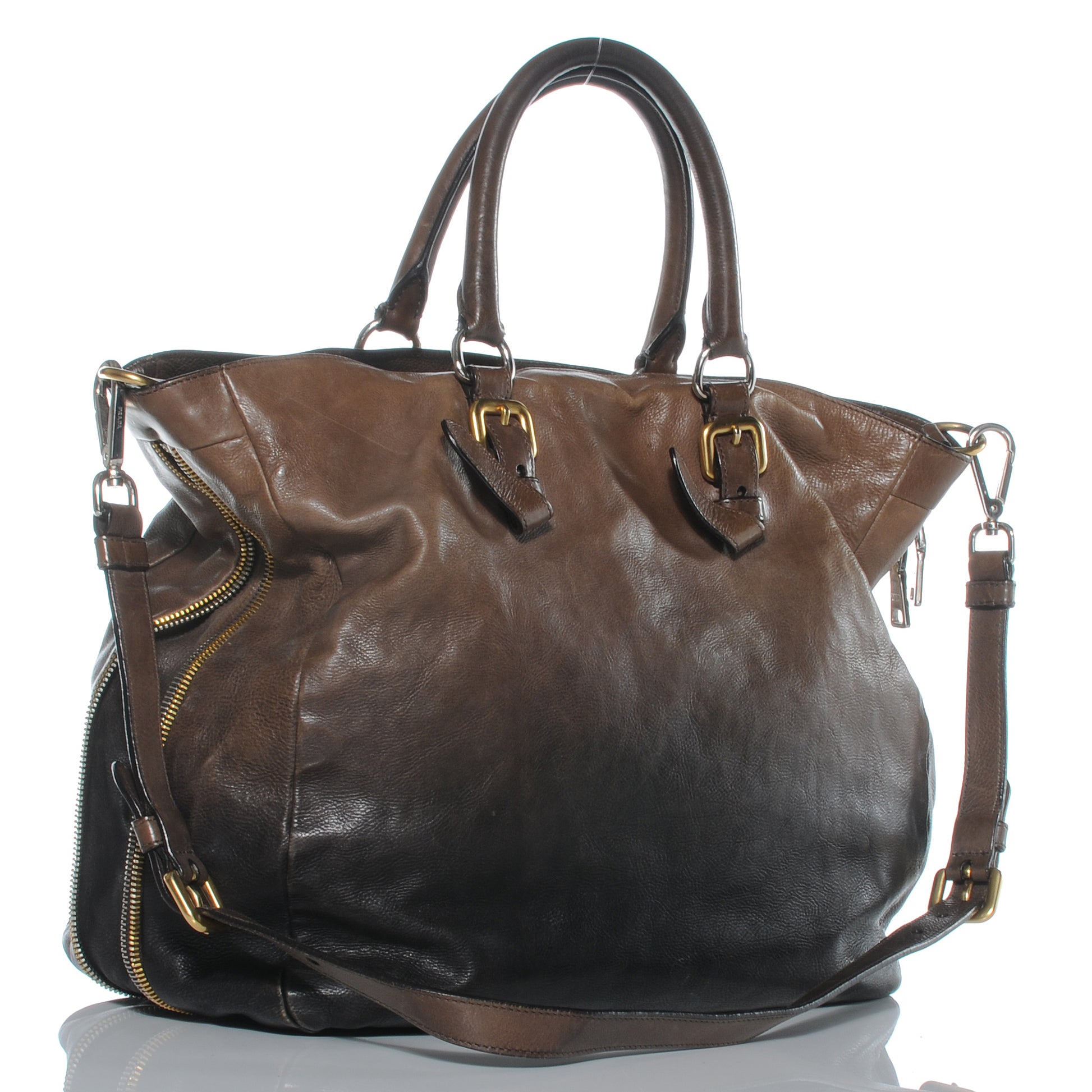 Prada Cervo Glace Zippers Tote Ardesia Nudo 3 of 9
