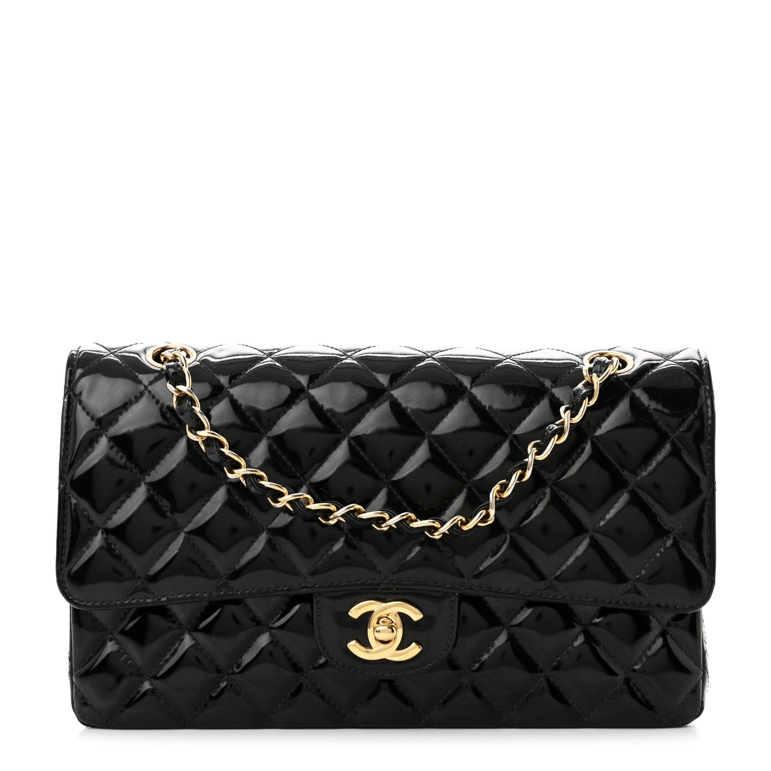 Chanel Patent Quilted Medium Double Flap Black 1 of 11