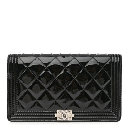 Chanel Patent Calfskin Quilted Boy Yen Wallet Black 1 of 9