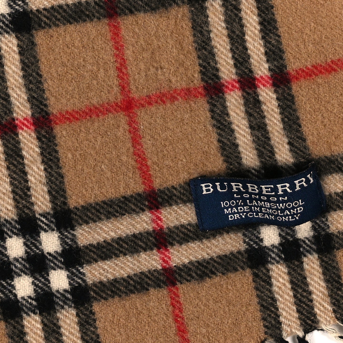 Lambswool Check Fringe Scarf Camel