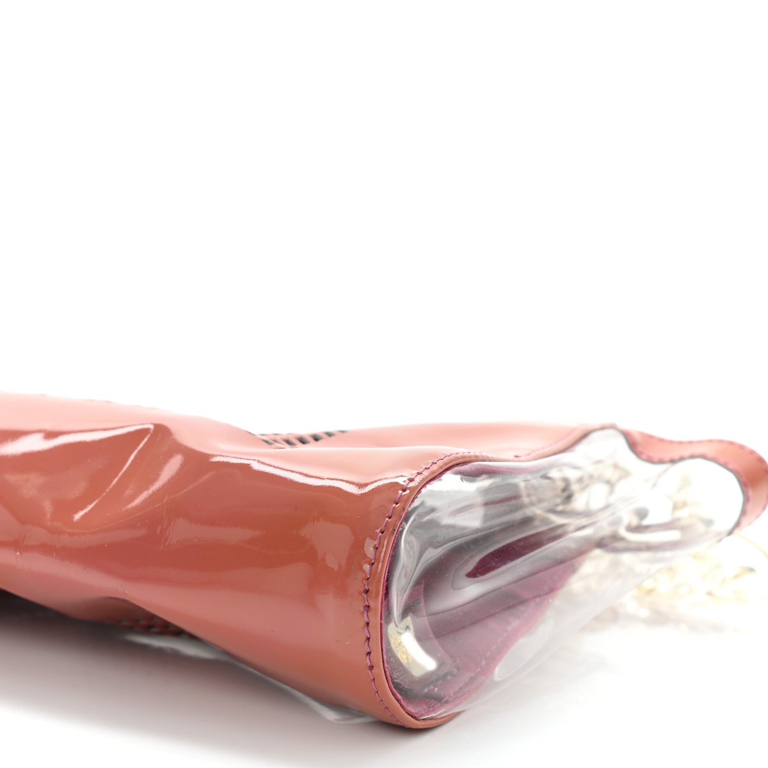 Chanel PVC Patent Calfskin Perforated CC Clutch Pink 11 of 11