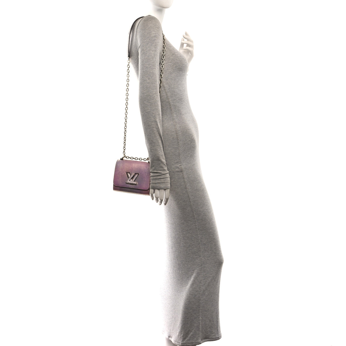 Iridescent Lizard Mini Swarovski Twist Shoulder Bag Pink
