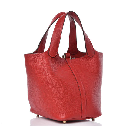 Hermes Taurillon Clemence Picotin Lock 18 PM Rouge Casaque 3 of 8