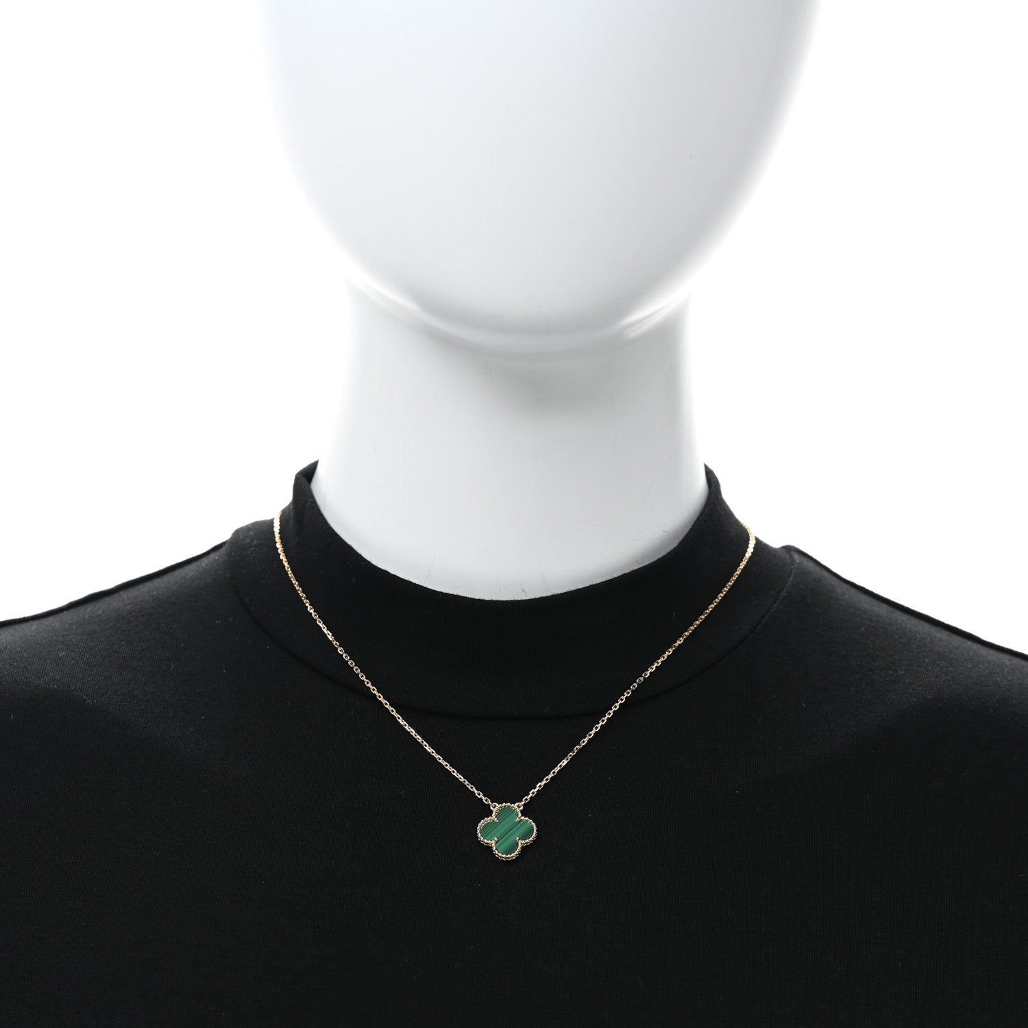 Van Cleef & Arpels 18K Yellow Gold Malachite Vintage Alhambra Pendant Necklace 2 of 5