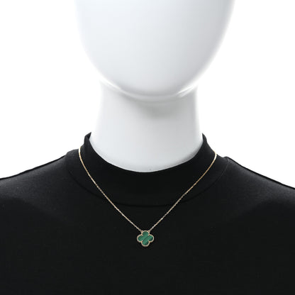Van Cleef & Arpels 18K Yellow Gold Malachite Vintage Alhambra Pendant Necklace 2 of 5
