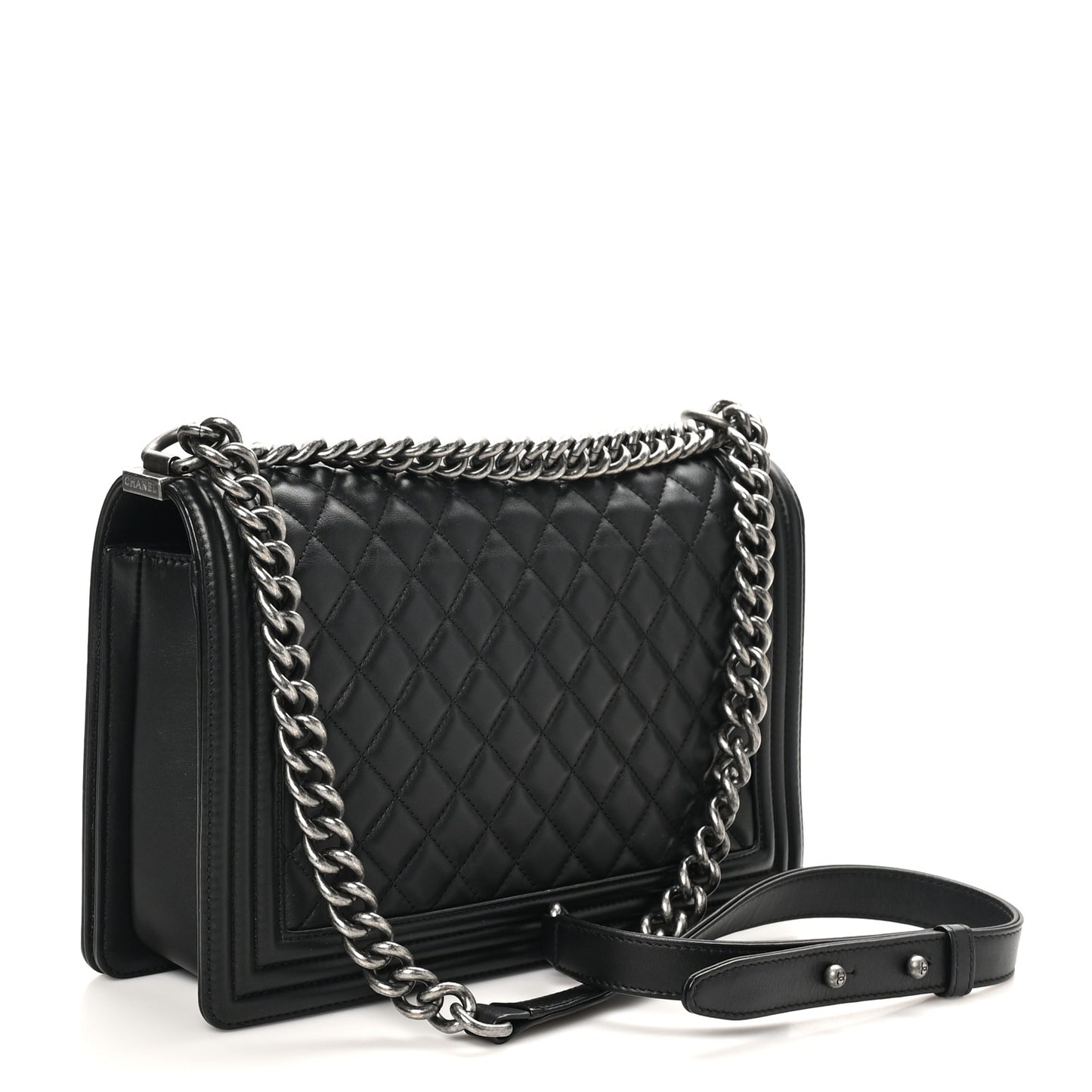 Calfskin Quilted New Medium Boy Flap Black