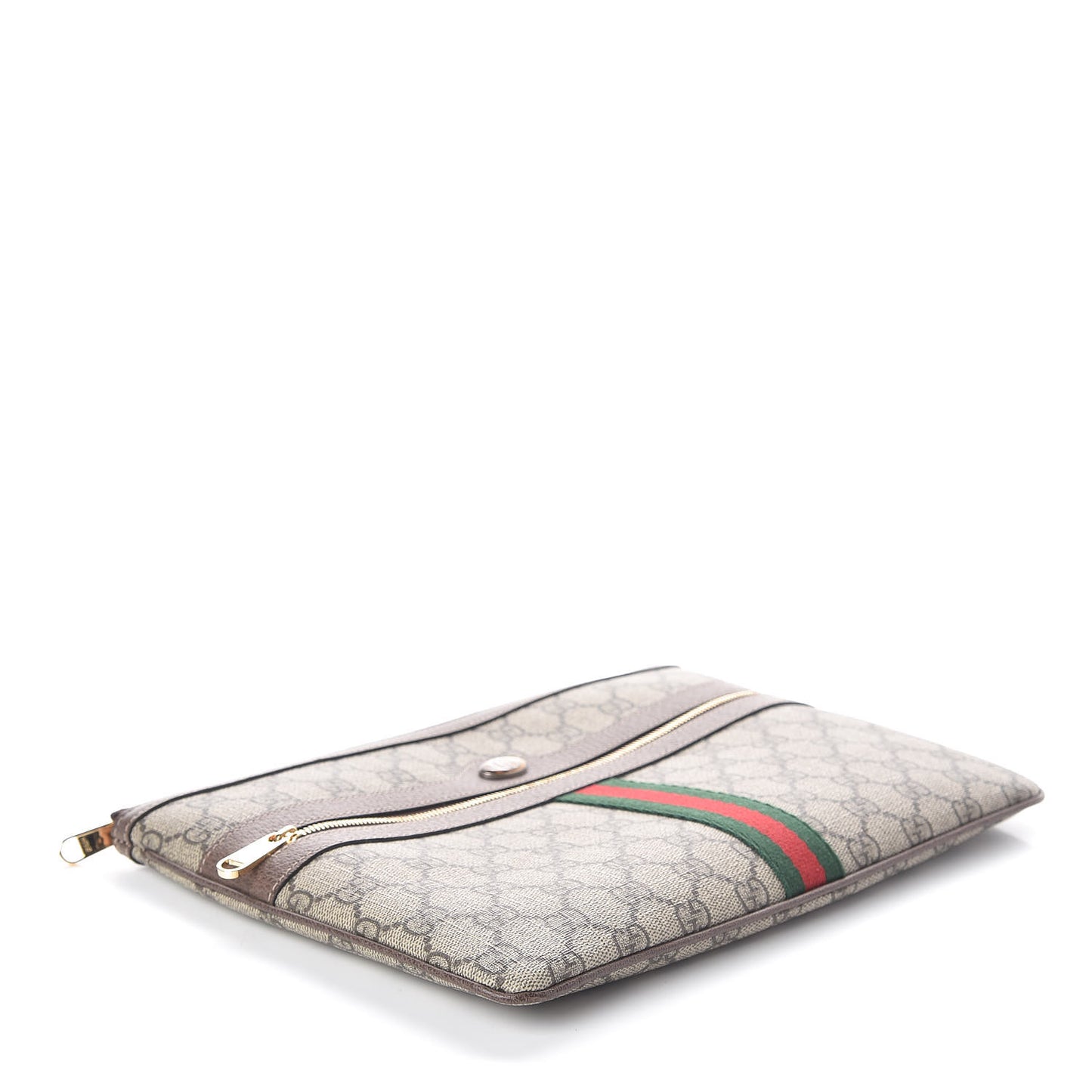 GG Supreme Monogram Large Ophidia Pouch Clutch Brown