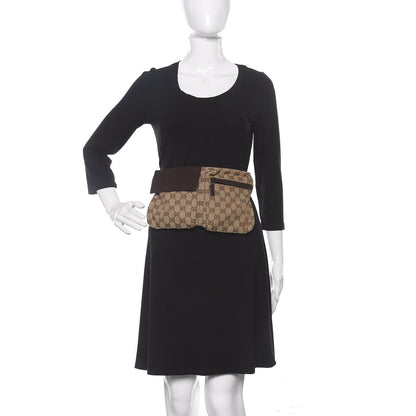 Gucci GG Monogram Web Double Pocket Belt Bag Dark Brown 2 of 12