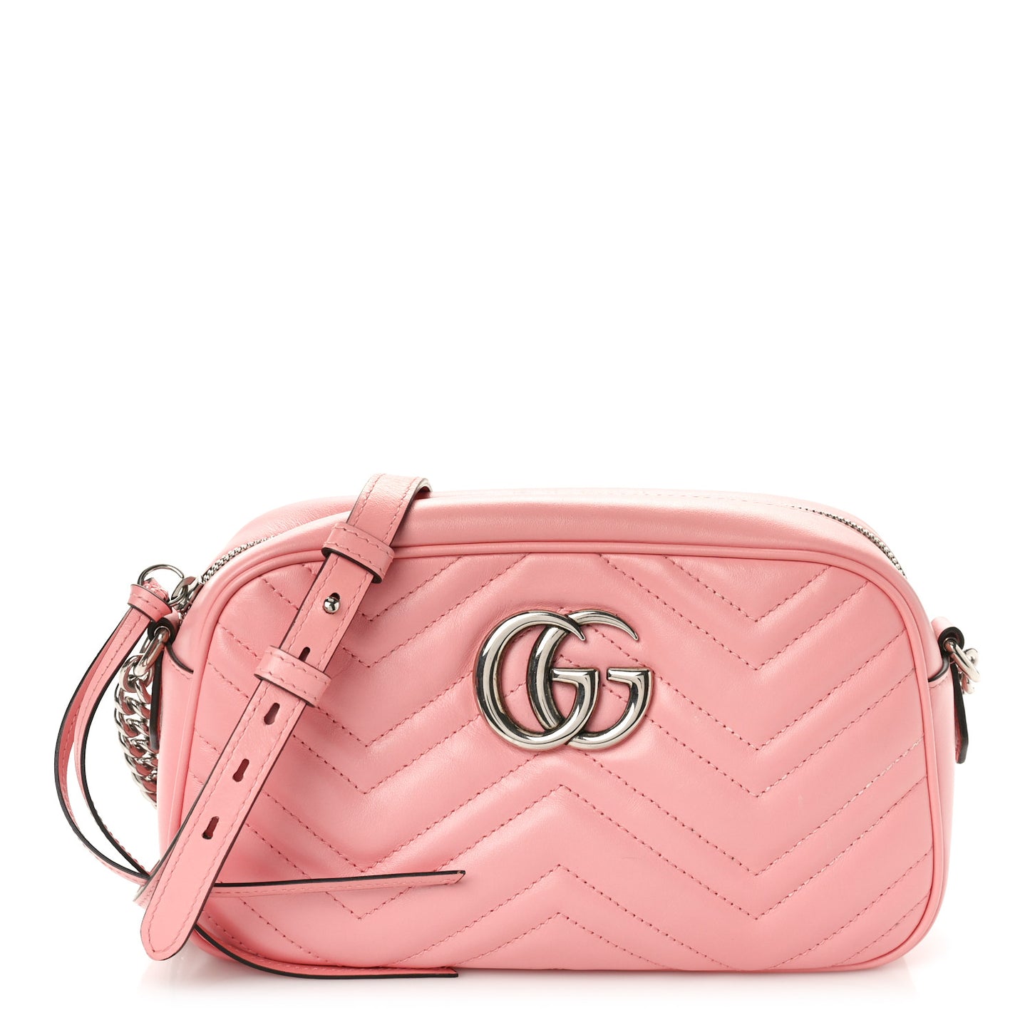Calfskin Matelasse Small GG Marmont Chain Shoulder Bag Wild Rose