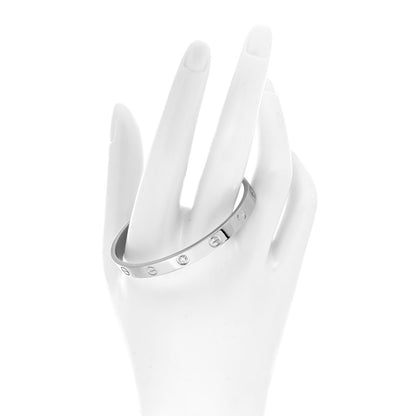 Cartier 18K White Gold 1 Diamond LOVE Cuff Bracelet 17 2 of 5