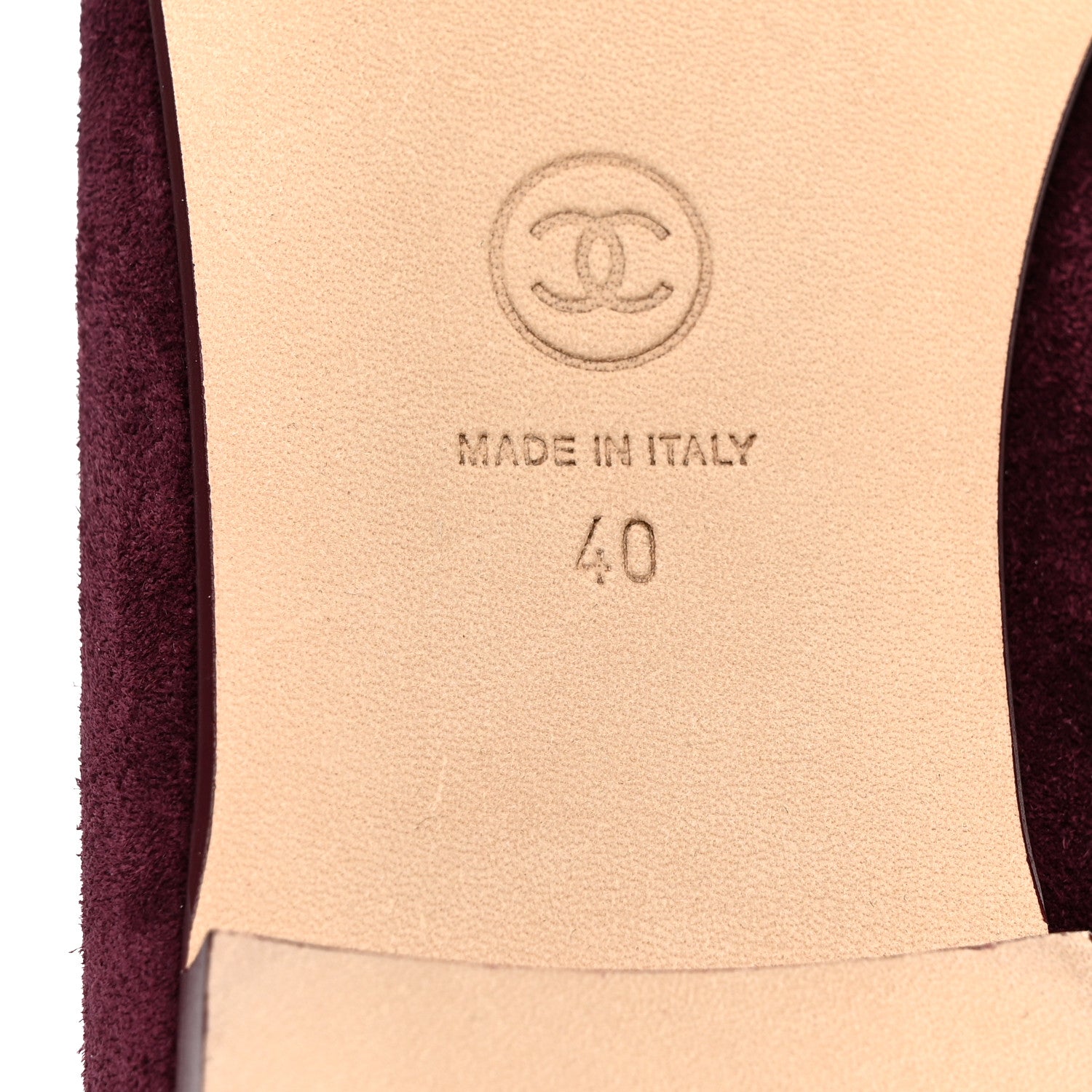 Chanel Suede Patent Calfskin Cap Toe CC Ballerina Flats 40 40 Burgundy 7 of 10