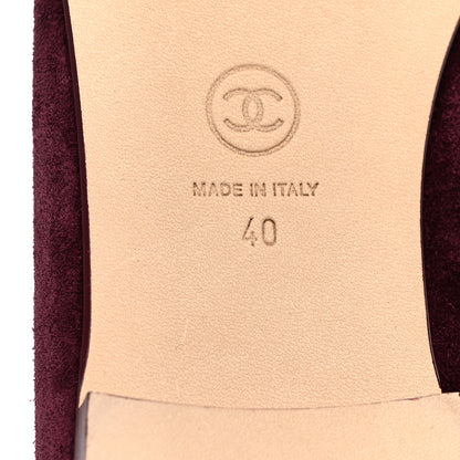 Chanel Suede Patent Calfskin Cap Toe CC Ballerina Flats 40 40 Burgundy 7 of 10