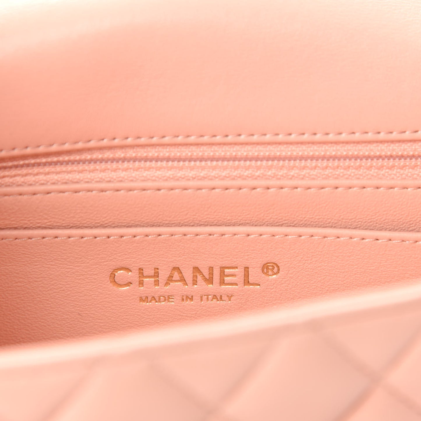 Lambskin Quilted Mini Rectangular Flap Light Pink