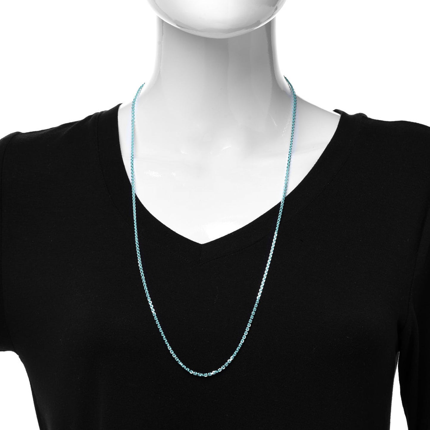 Sterling Silver Enamel 2.5mm Chain Necklace Blue 30"