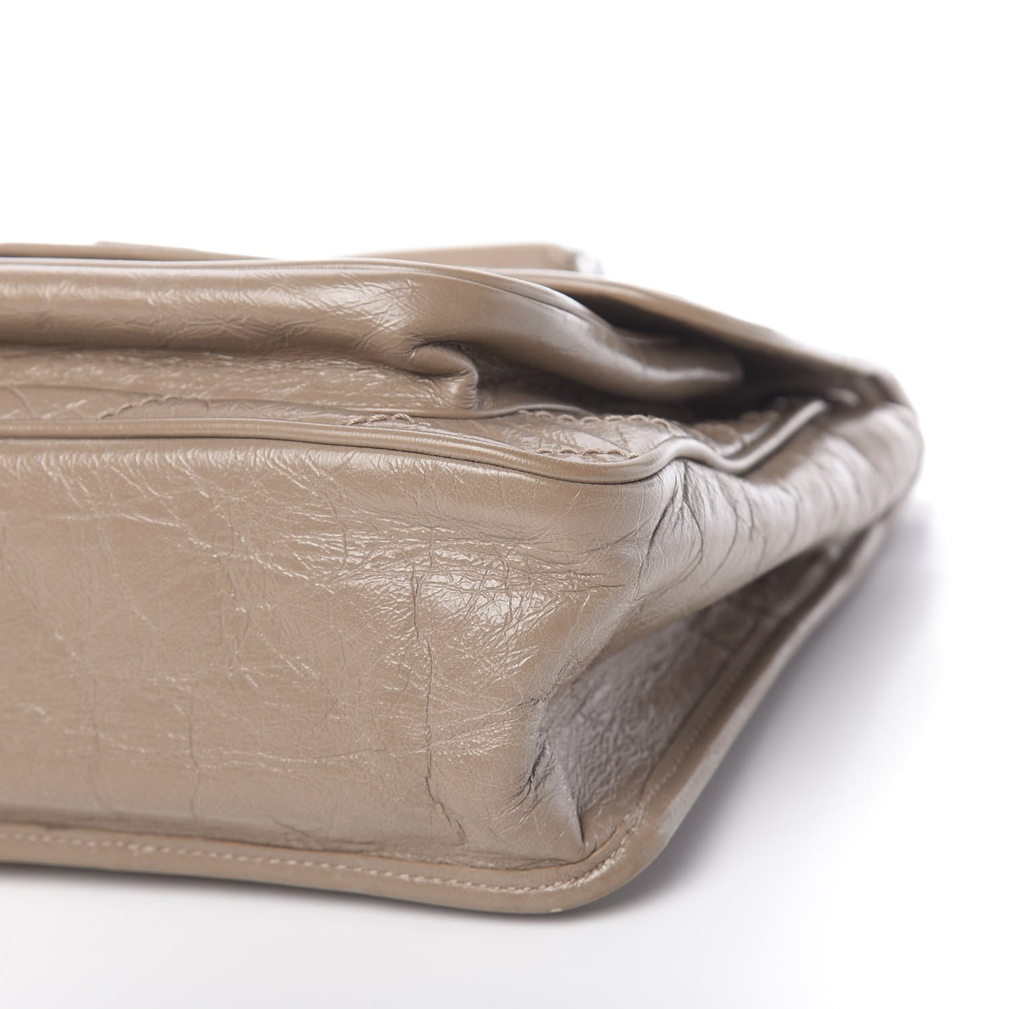 Crinkled Calfskin Matelasse Monogram Medium Niki Chain Satchel Light Taupe