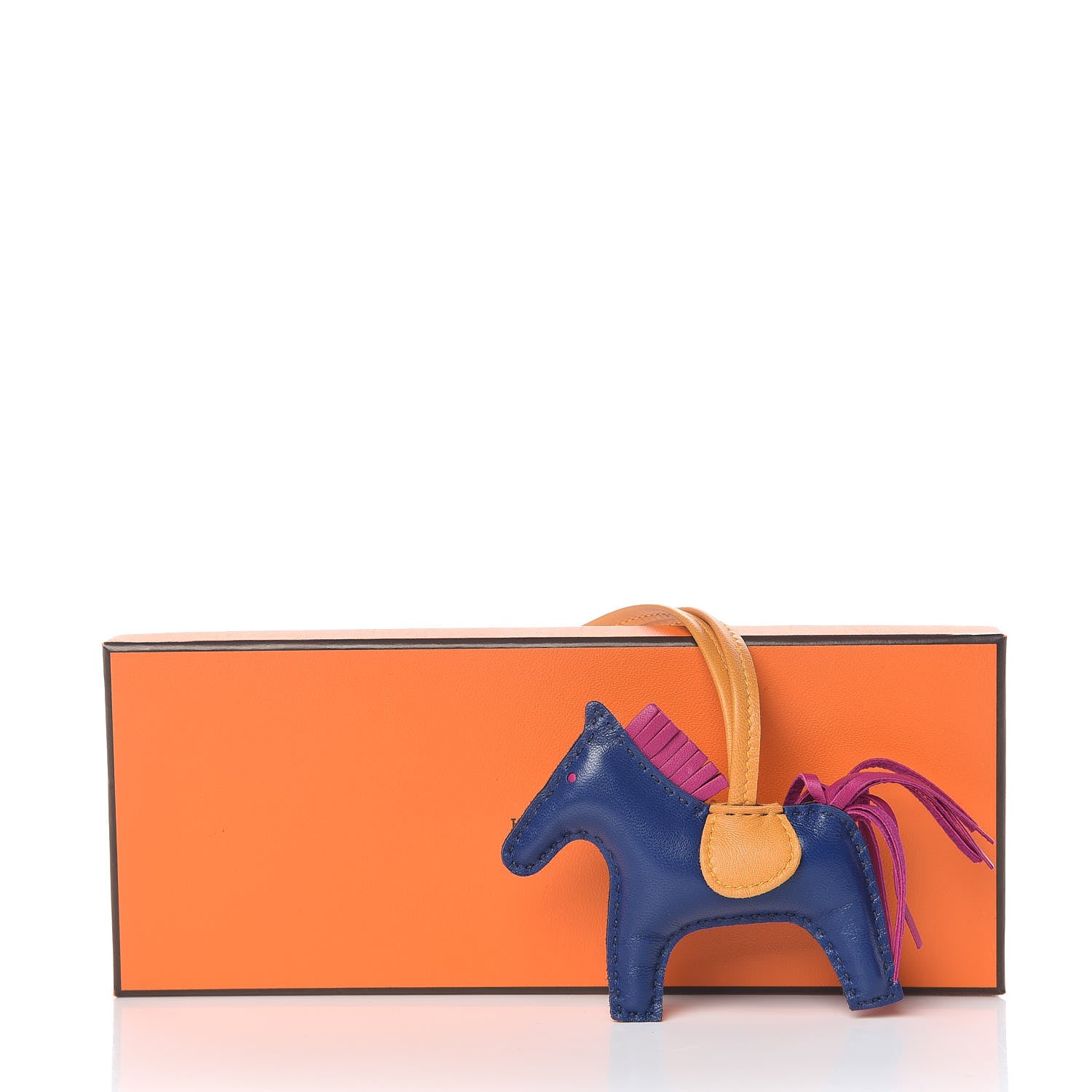 Hermes Milo Lambskin Grigri Rodeo Horse Bag Charm PM Bleu Saphir Rose Pourpre Bouton D'Or 5 of 5