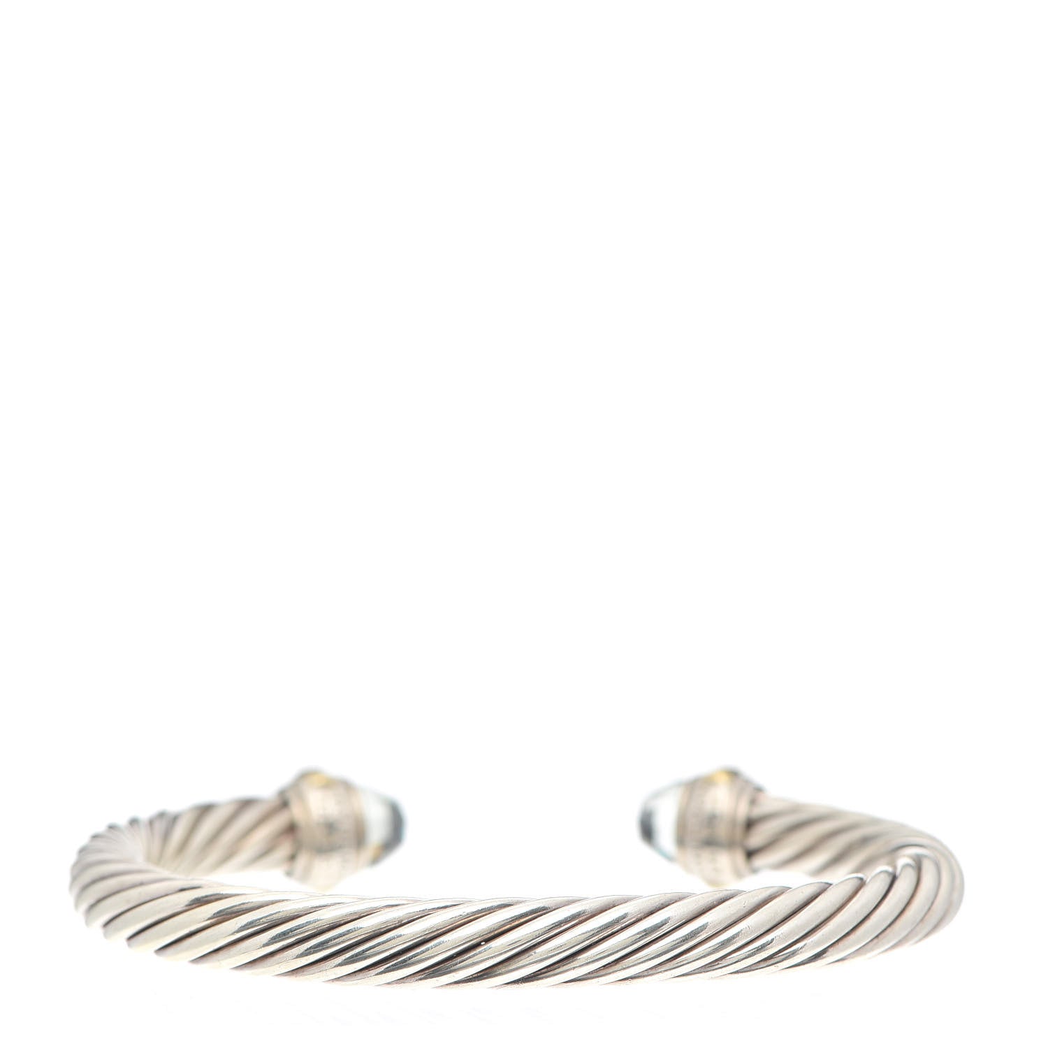 David Yurman Sterling Silver 14K Yellow Gold Prasiolite 7mm Cable Classics Bracelet 3 of 5