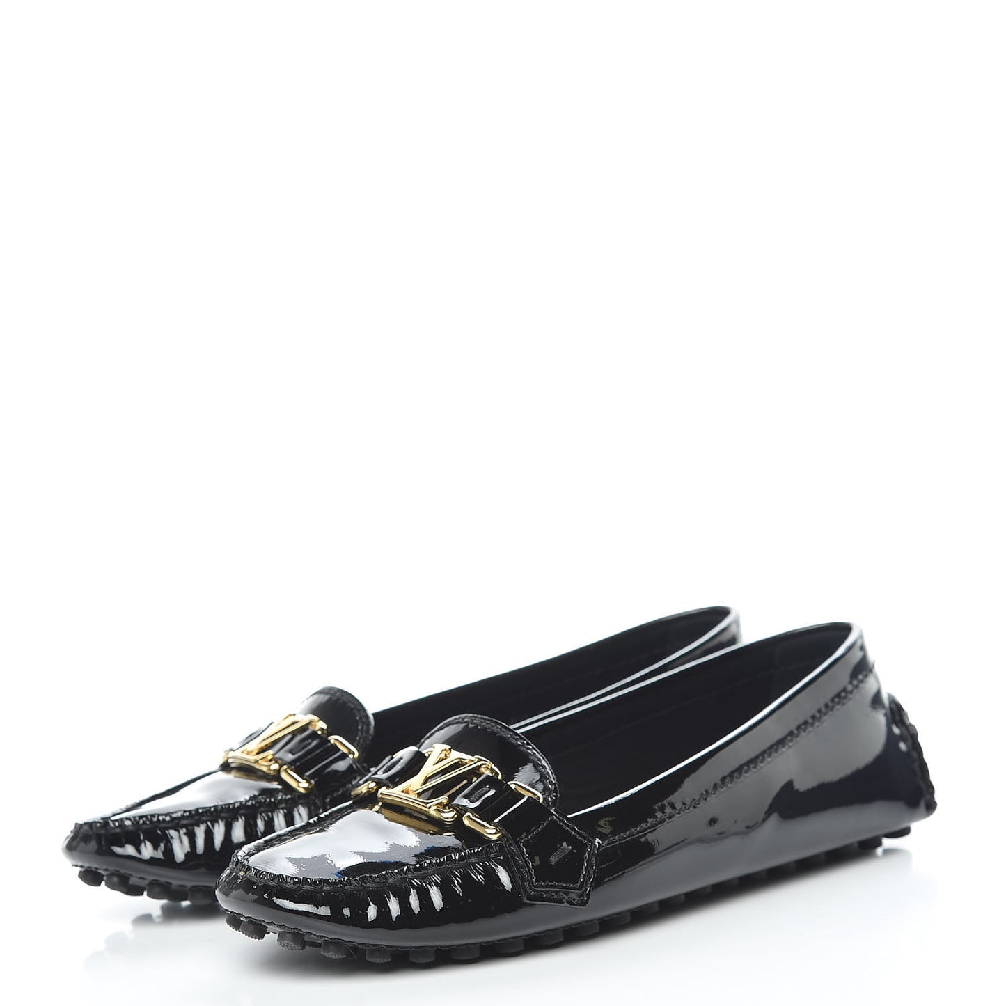 Patent Calfskin Oxford Loafers 36 Black