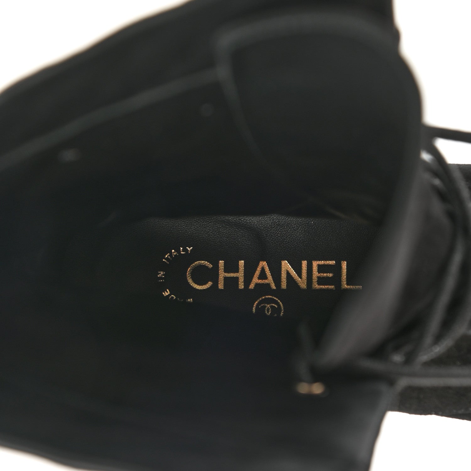 Chanel Suede Quilted Lace Up Combat Boots 41 Black 7 of 8