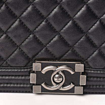Chanel Lambskin Quilted Medium Boy Flap Black 14 of 20